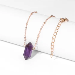 Hexagon Amethysts Pendent Necklace Natural Amazonite Quartzs Tiger Eye Gem Stone Chain Necklace Choker Jewelry Gift For Women