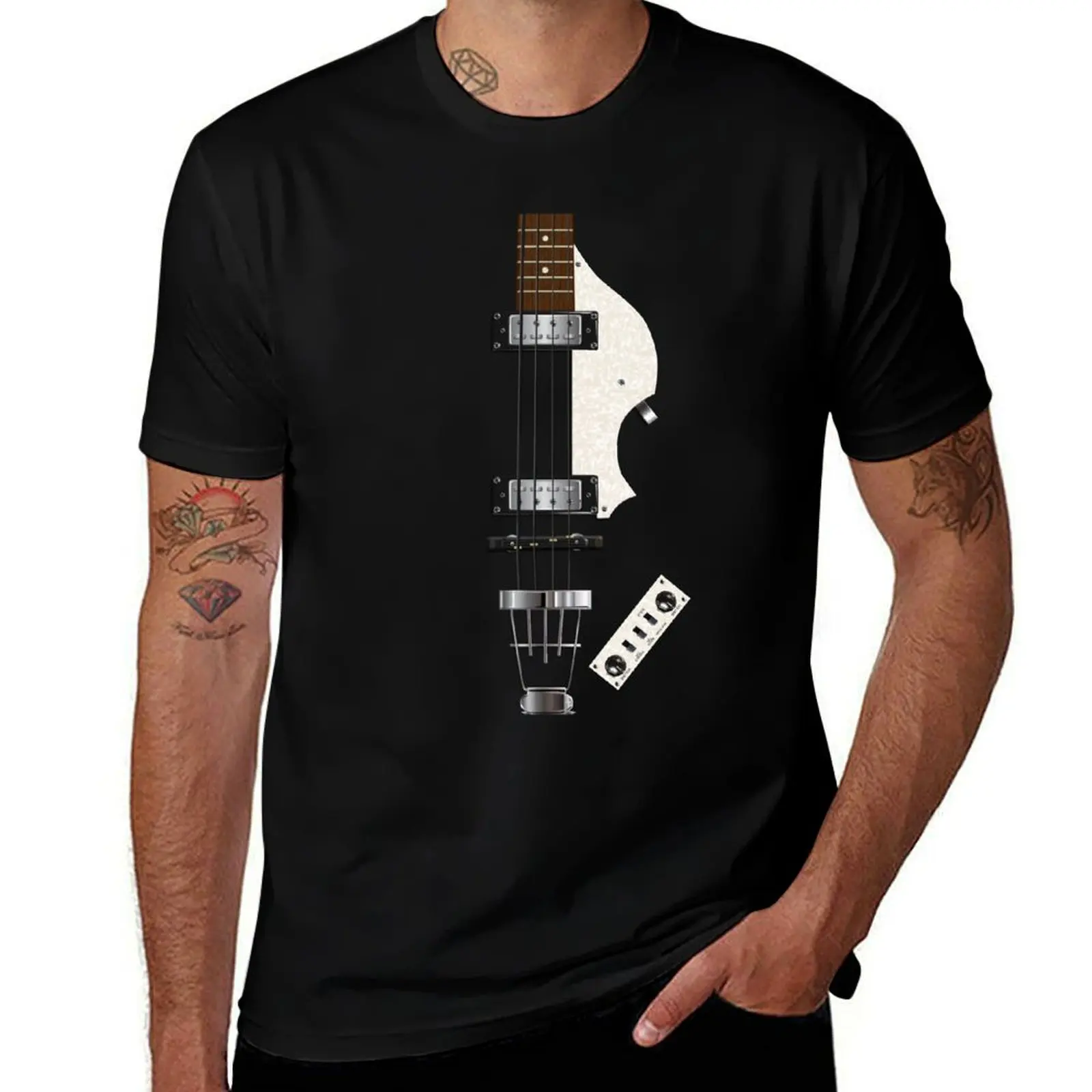 

HOFNER 500/1 STYLE BASS GUITAR DIGITAL ILLUSTRATION T-Shirt man t shirt heavy cotton T-Shirt