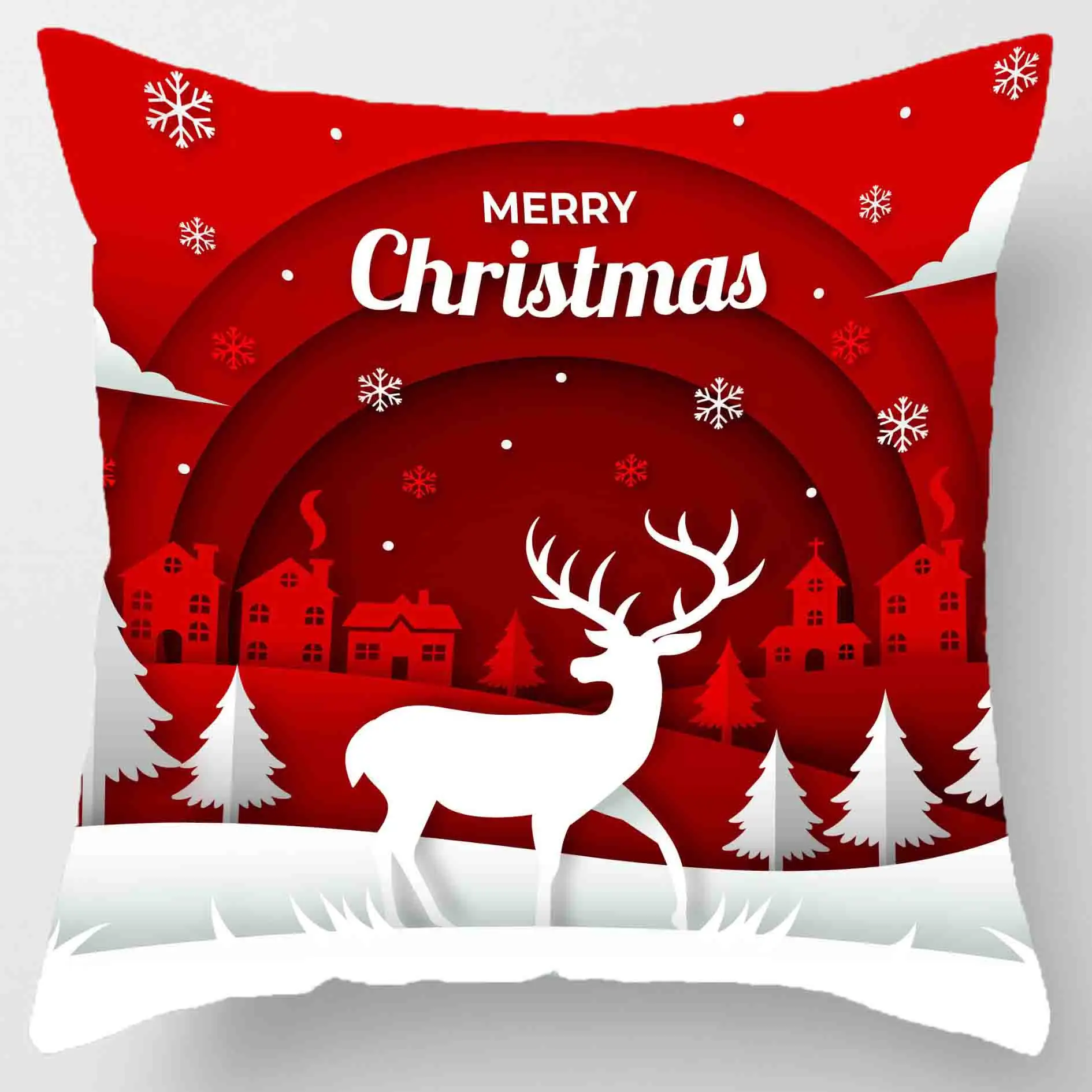 Polyester Merry Christmas pillowcase 45x45cm pillow case Four seasons general decorative sofa cushion cover