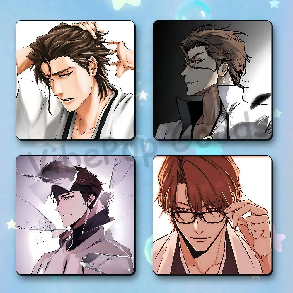 A-Aizen S-Sousuke Refrigerator Magnets Square Tiles with Magnetic Sheets Printed for Decoration Collect 55mm