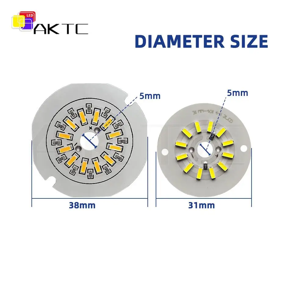 5 Pcs 5V 3W LED Light Board Round Single Colour Low Voltage Lamp Beads Aluminium Source Panel SMD4014 6000K White / Warm 3000K