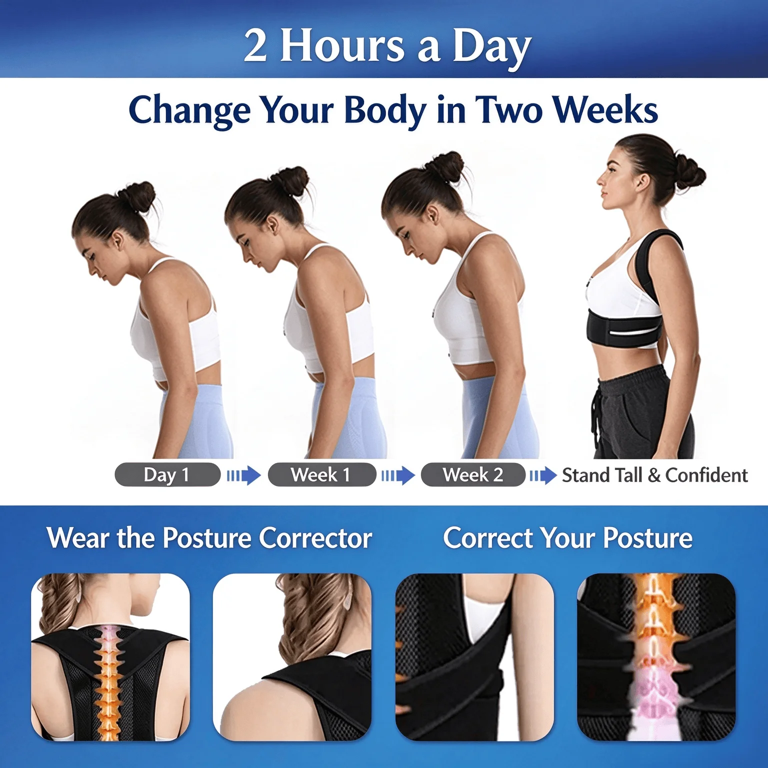 Back Posture Corrector Brace Shoulder Support Belt Upper and Lower Back Pain Relief Improve Spine Clavicle Brace Posture Vest gallery 4