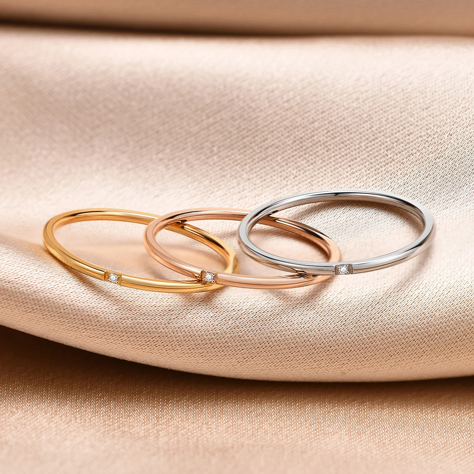 Chic Twisted Rope Slim Ring for Women, Stainless Steel Stackable Rings Set Rings Finger Band, Elegant Simple Vintage Party Jewel