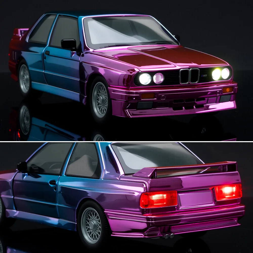 1:24 BMW M3 E30 電気メッキ合金モデル 合金車モデル サウンドとライト付き プルバック式 子供のおもちゃ コレクション 誕生日プレゼント