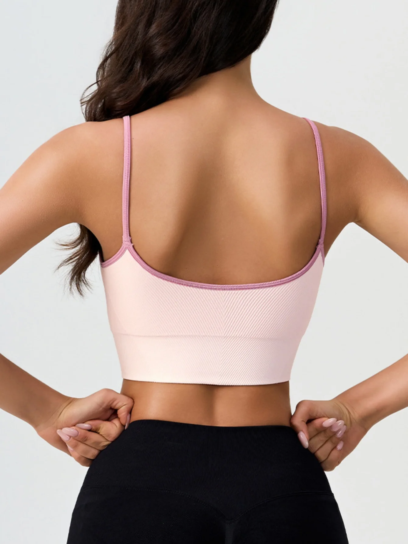Seamless retro embroidery letter fixed cup sports vest, contrasting color suspender, beautiful back, fitness hot girl bra