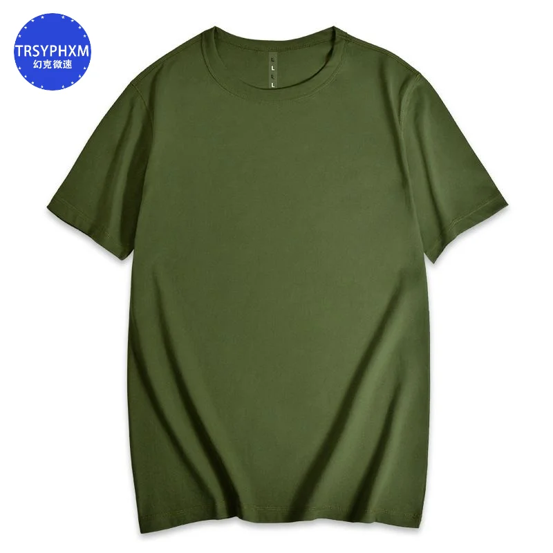 

TRSYPHXM 2024.9.14 new Cotton short sleeved T-shirt men's casual summer men's loose round neck khaki clothes