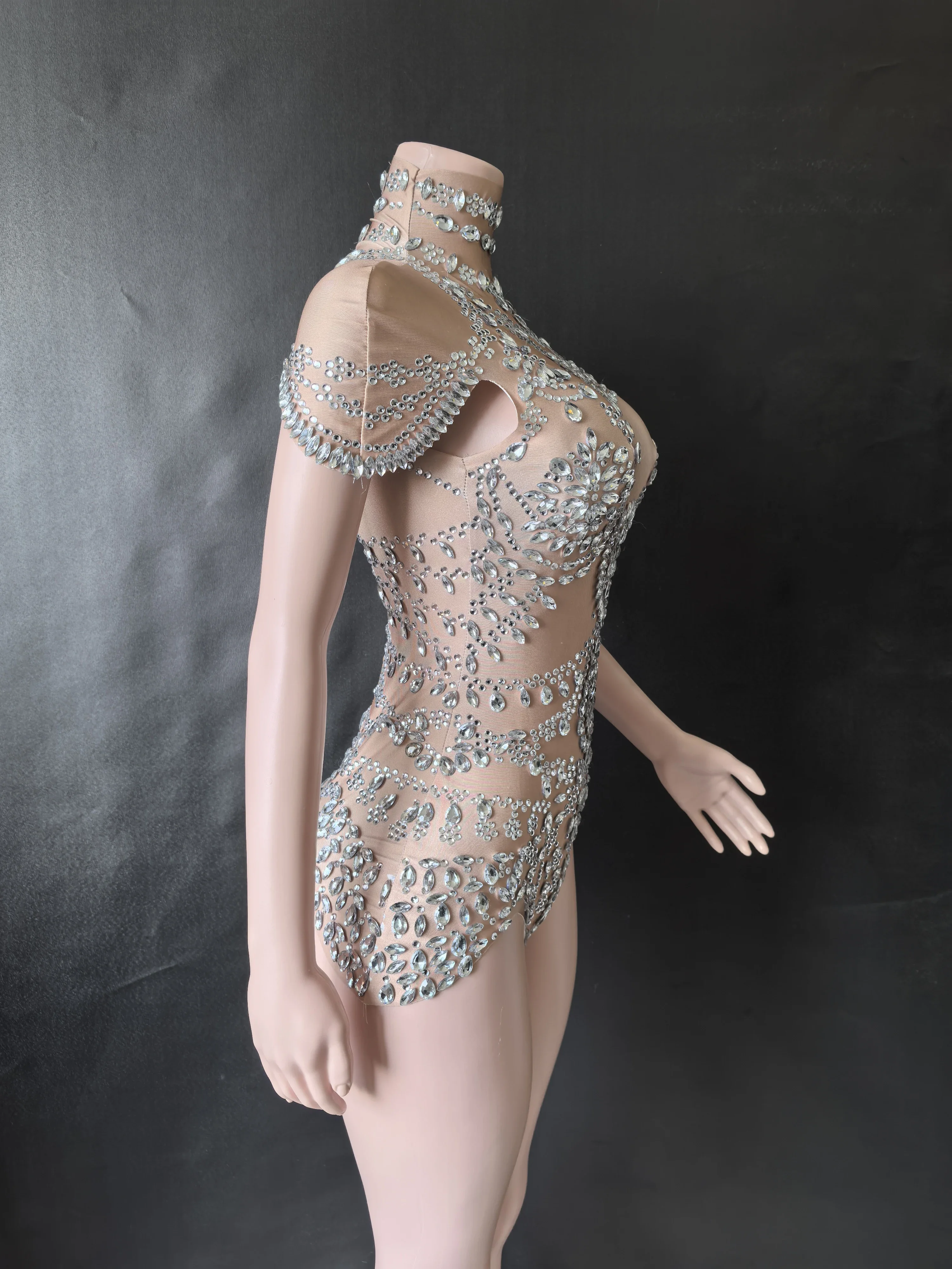 Боди со стразами для танцев на пилоне, одежда для выступлений, наряд для вечеринки, клубная одежда, эластичный костюм Drag Queen