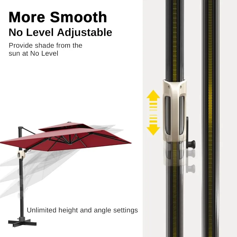 EAST OAK and Flame&Shade Patio Umbrella, 11ft Round Outdoor Umbrella, Large Offset Cantilever Umbrella with 360° Rotation image 4