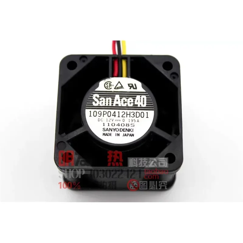 

Original Sanyo 109P0412H3D01 4028 12V 0.195A 4CM Speed Measurement Double Ball Cooling Fan for Electronics