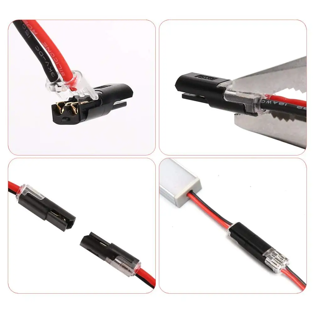 2/5/10 Pcs Quick Pluggable Wire Connector 2 Pin Splice Electrical Cable Crimp Terminals for LED Strip Wiring