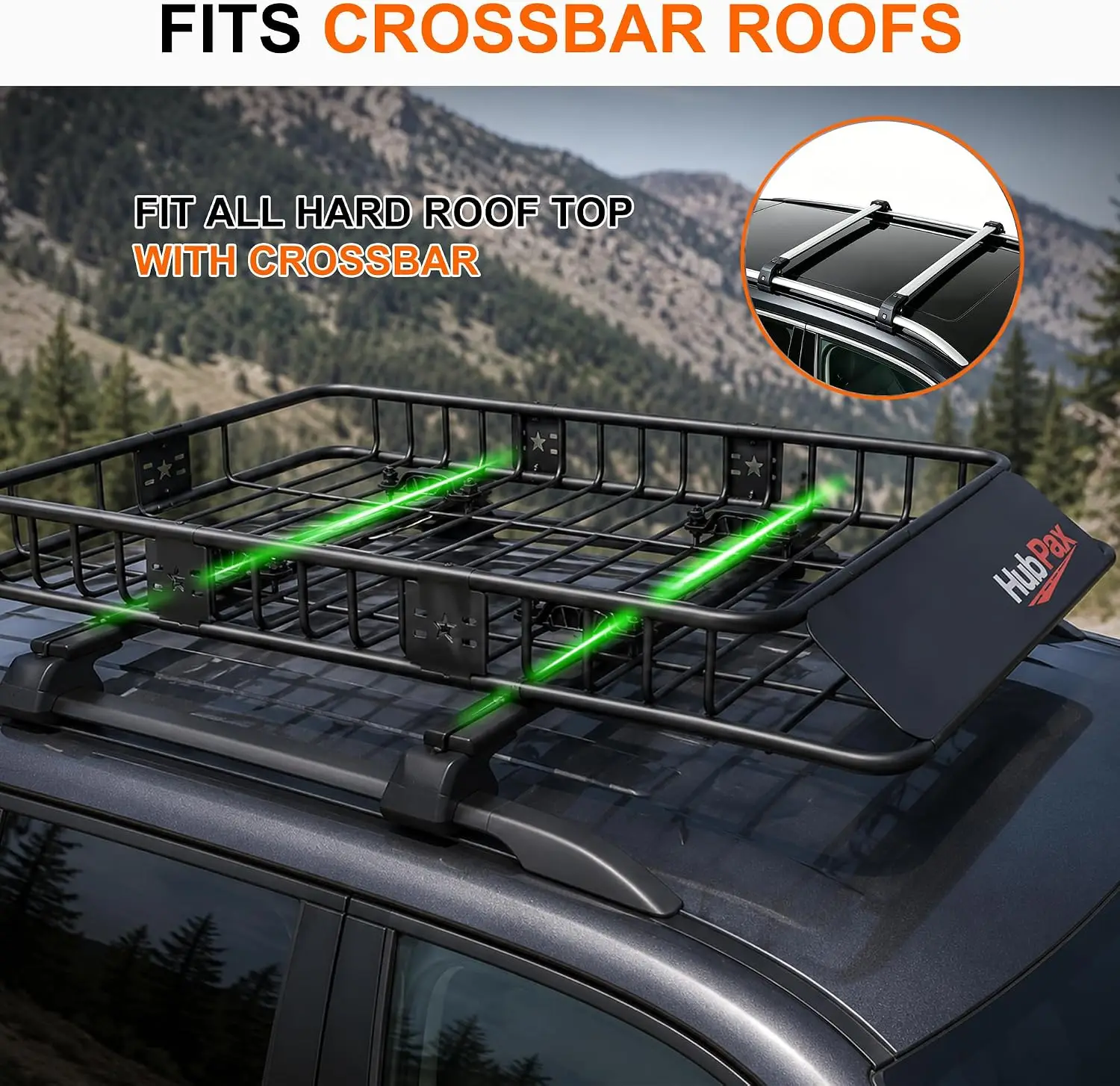 Roof Mount Cargo Carrier Basket & 20 Cu Ft. Waterproof Cargo Bag | Size 65