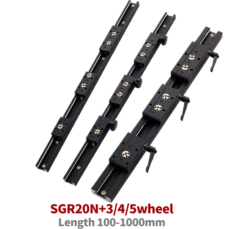 Blackening Built-in dual-axis linear guide 47mm SGR20N Roller slide 1 SGB20N block and 1 SGR20N guide Woodworking slide