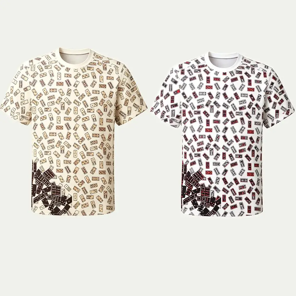 Men Domino Pattern T Shirt Summer Casual Short Sleeve Graphic Tee Streetwear Oversized HipHop Top Unisex Fashion Couple Clothing