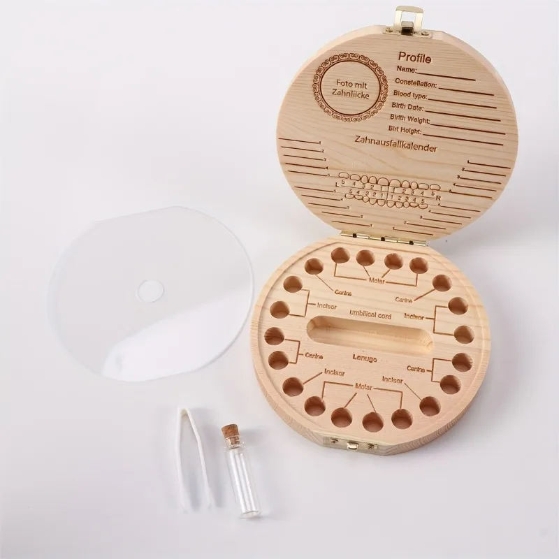 Wooden Baby Kids Tooth Storage Box Tooth Wood Box Organizer Milk Teeth Wood Storage Collecting Teeth Umbilical Cord Box