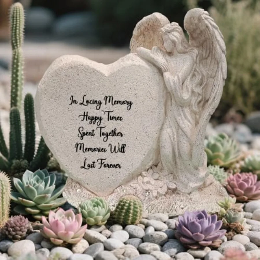 

Cross Camellia Solar Garden Lights OutdoorPolyresin LED Angel Garden Stone Glow Angel Shape Lamp Garden Decor Light Waterproof