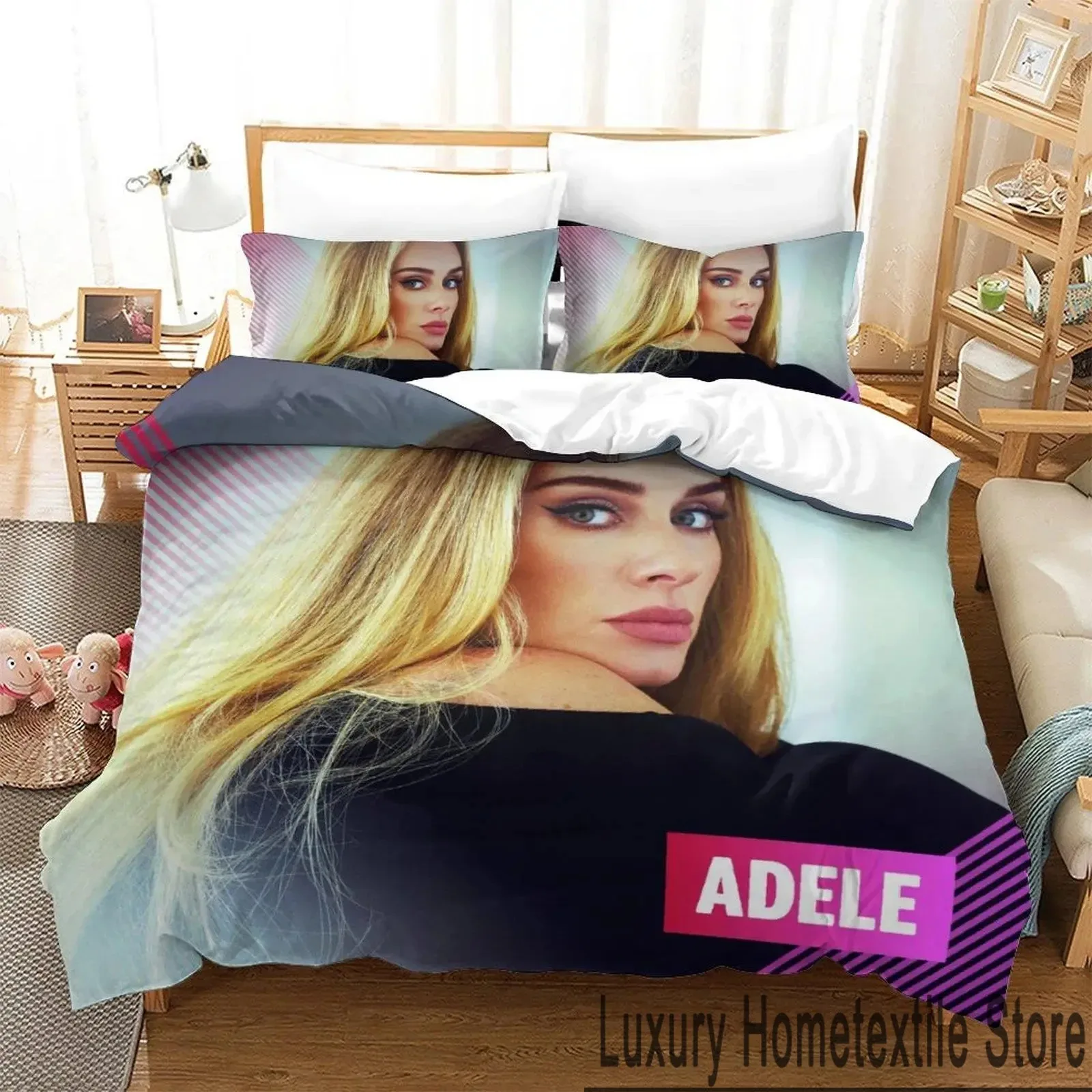 

3D Print Adele Adkins MBE Bedding Set Boys Girls Twin Queen King Size Duvet Cover Pillowcase Bed boys Adult Home Textileextile