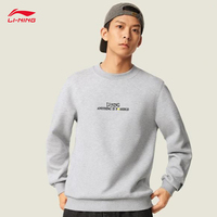 LI-NING Men's sports trend series Sweatshirts comfortable soft Long Sleeve round neck pullover hoodies AWDV567