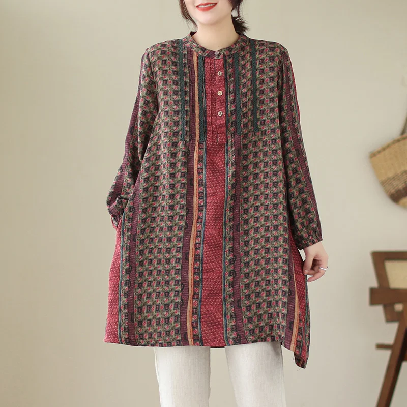 Damen Leinen irt Dr Long Sve Midi Dr Piano Plissee Design Frühling Herbst Neu SLE Künstlerisch Pendeln Faion Straight...