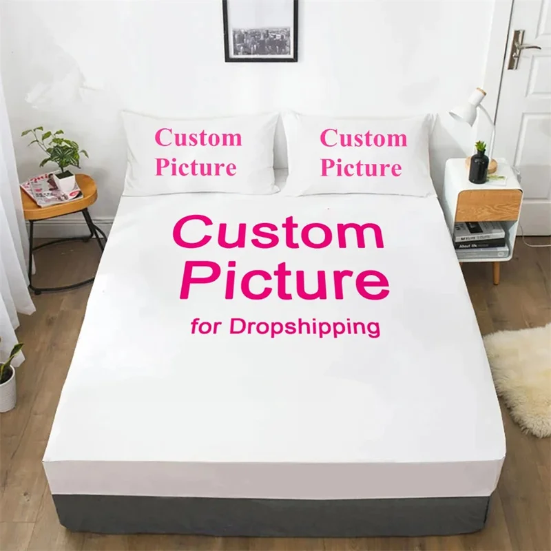 Custom Fitted Sheet from Photos, Personalized Bed Sheets for Home Decor, Customized DIY Bed Cover Deep Pocket with 1/2 Pillowcas