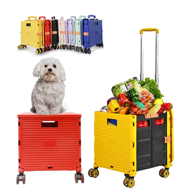 Supermarket Truck Plastic Folding Shopping Trolley Customized Shopping Truck