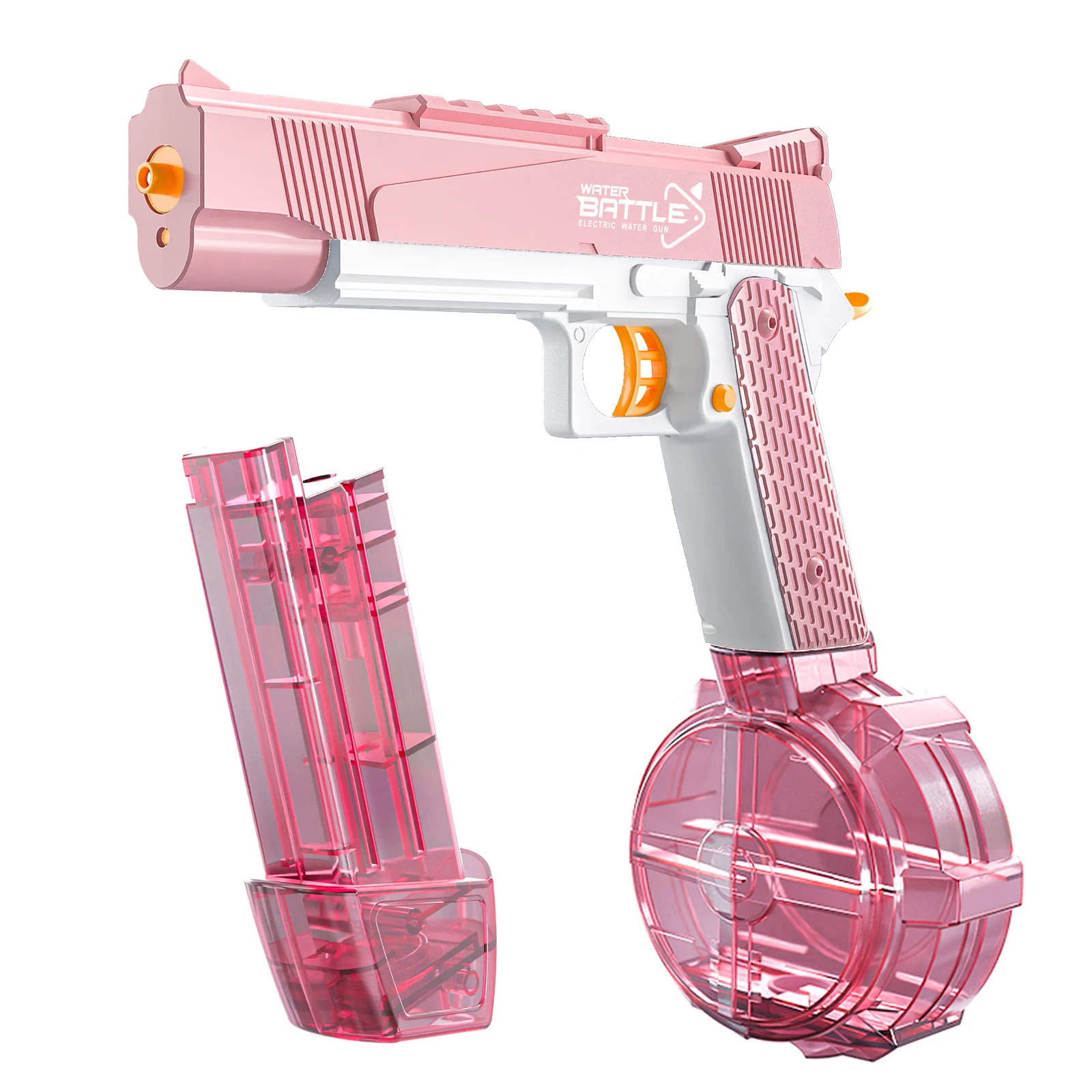 2024 Pink Blue New 1911 Water Gun Lighted Electric Drum Edition Summer Outdoor Battle Children Toys Beach Water Fight Toys