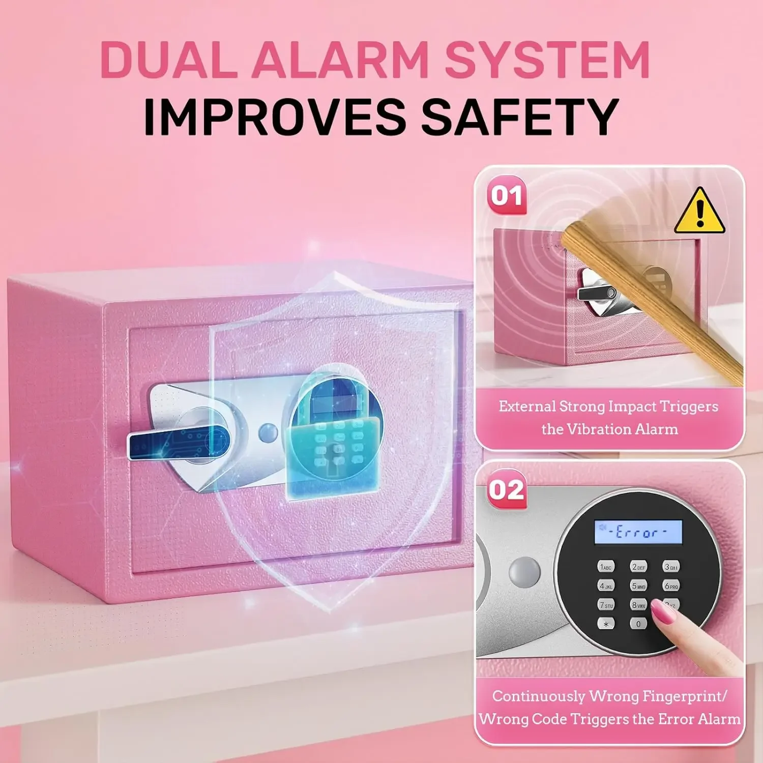 Home Biometric Safe 1.0 Cub Quick Access Fingerprint Lock Box With Keys Keypad Wall Mount Cabinet Safe Secure Money Jewelry with