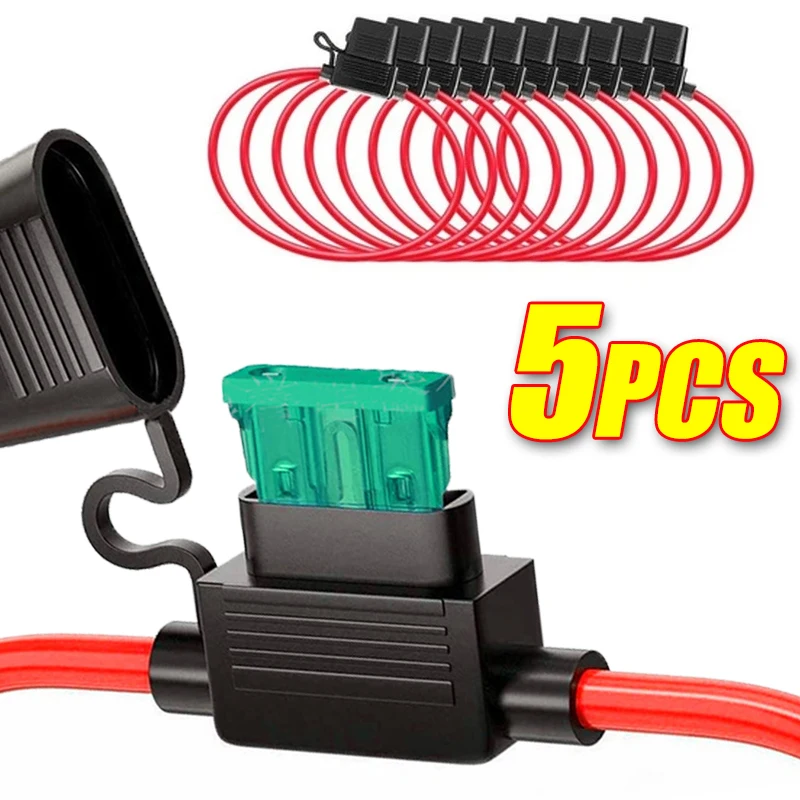 5pcs Car Fuse Holder Mini BladeFuse Socket in Line Cutoff Switch Adapter Splash-proof Waterproof  Box Fuse Holder