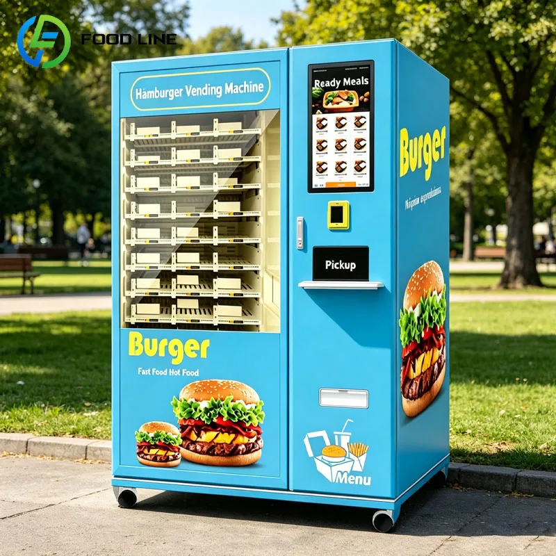 Máquina Expendedora de Hamburguesas con IA, Kiosco Automático de Hamburguesas con Pantalla Táctil, Sistema de Autoservicio de Comida Rápida 24H sin Efectivo, Personalizable