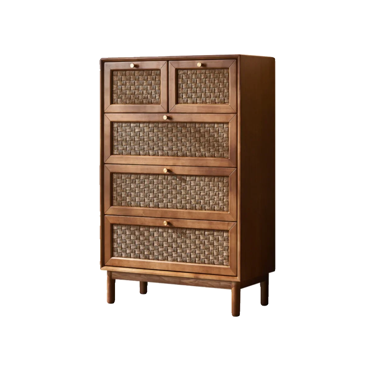 Solid wood rattan four chest cabinets simple modern medieval art dining side drawers storage cabinets Japanese-style porch