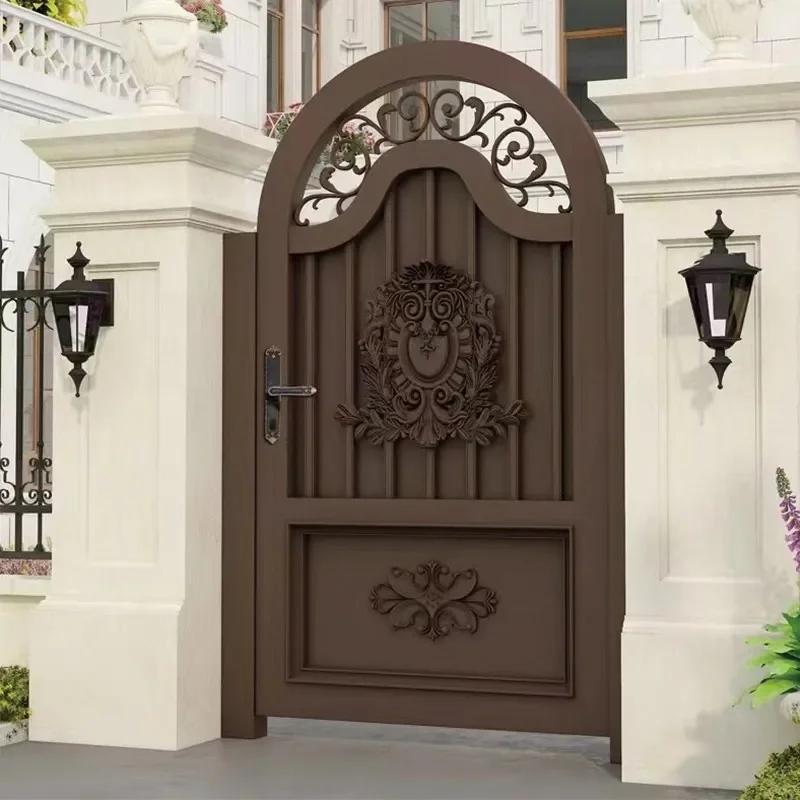 for Modern Japanese High End Smart Villa Courtyard Electric Sliding Door Garden Entry Rural Aluminum Art Yard Double Opening