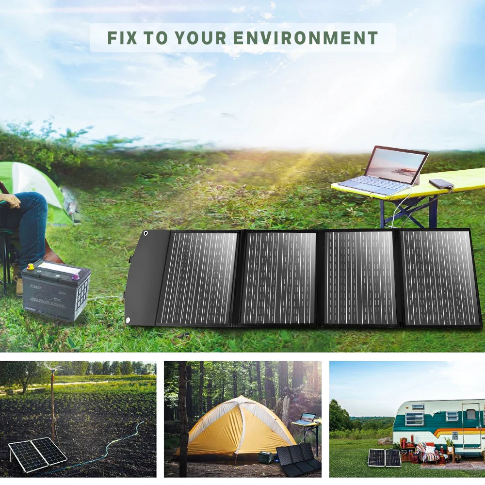 150W 18V Flexible Foldable Solar Panels Portable Sun Power Kit Carry On Travel Phone Camping USB DC Output  Solar Charging