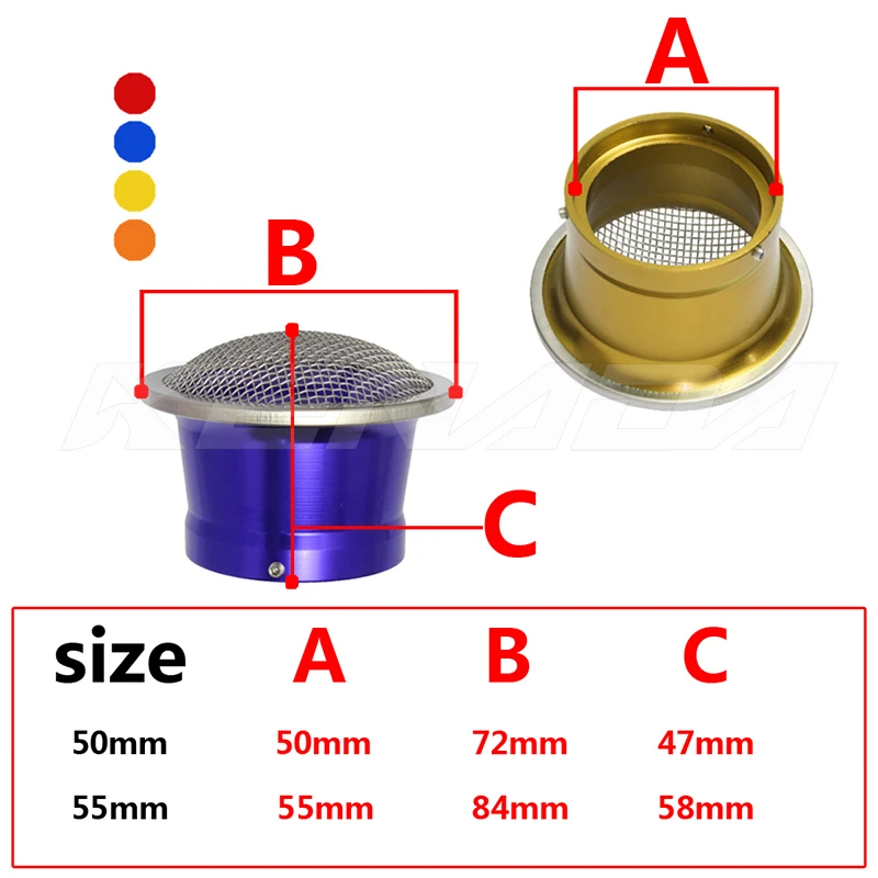 CNC Motorcycle Carburetor Air Filter Cup 50/55mm For PWK 21-34mm PE 28 30 Modified Velocity Stacks Air Filter Cup With Net