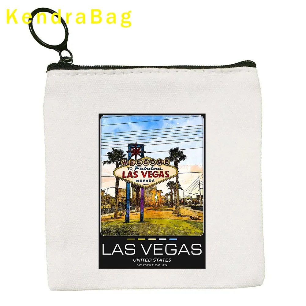 New York London Los Angeles Paris Key Coin Purse San Francisco Seoul Sydney Toronto Las Vegas Miami Canvas Bag Pouch Wallet Gift