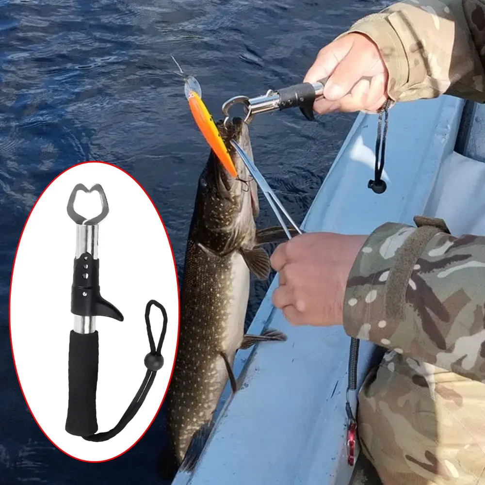 ステンレス鋼のフィッシュグリップリップクランプは緩まない釣りグリッパー耐摩耗性ポータブル釣り具コントロールプライヤー