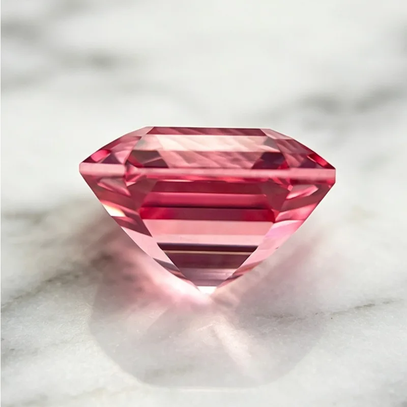 Laborgezüchteter Saphir in Feuerlotusfarbe, Asscher-Schliff, Edelstein für DIY-Ringe, Halsketten, Ohrringe, mit wählbarem Zertifikat – Detail 5