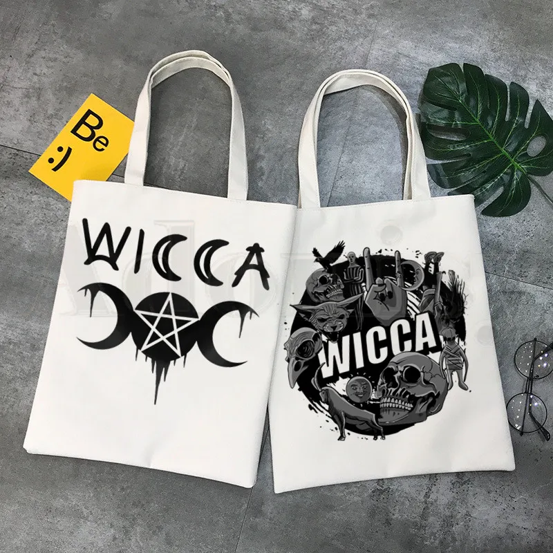 Pentagram Pentagram Wicca kerajinan sihir tas tangan Goth tas bahu belanja kasual tas tangan perempuan tas kanvas elegan wanita