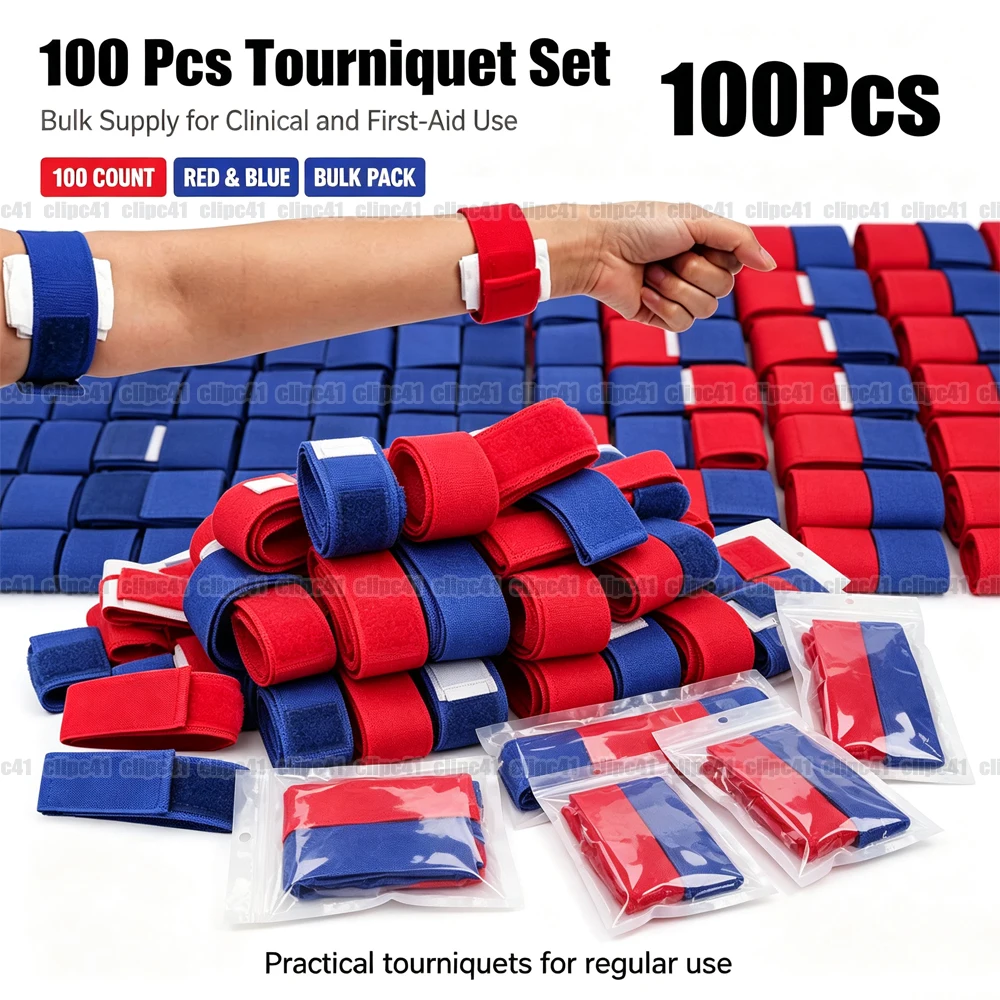 100Pcs Outdoor Elastic Flexible Venous Hemostatic Buckle Strap Hemodialysis Tourniquet Nursing-specific Dialysis Plus Bandage