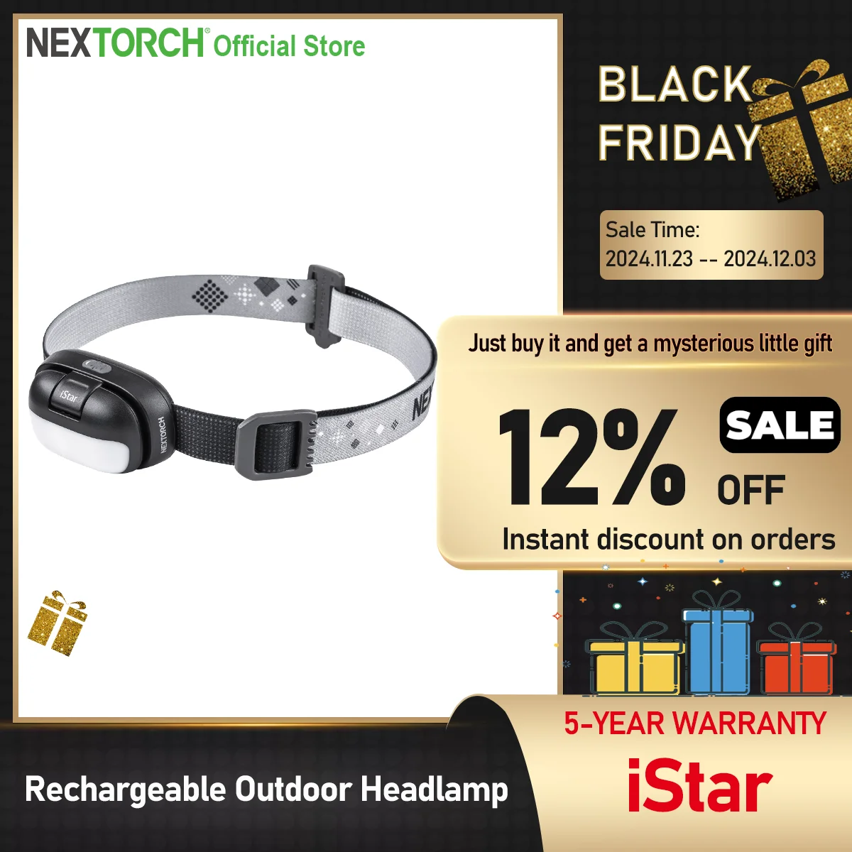 NEXTORCH iStar Headwear Outdoor Headlamp Strong Light Super Bright,Innovative Flip Cover Camping Hiking Fishing usbc Rechargeabl