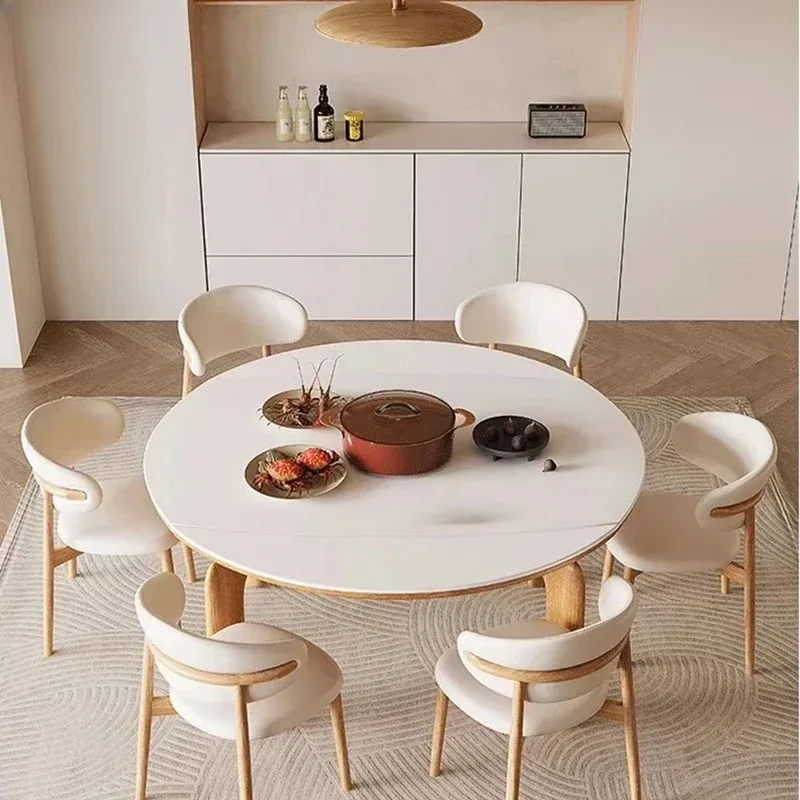 Mesa de Comedor Redonda de Madera, Muebles de Lujo, Mesa de Comedor Plegable Portátil Pequeña, Mesa de Consola para Sala de Estar, Mesa de Comedor Industrial para Cocina