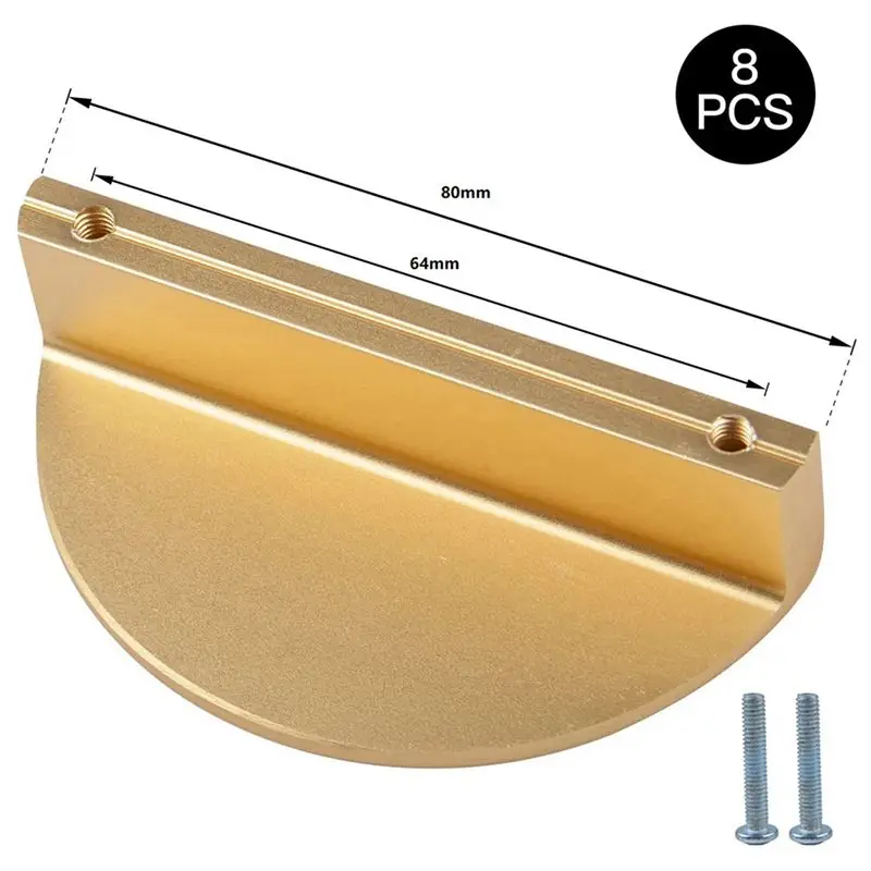 DT17 32Pack Champagne Gold Drawer Pulls, 2.5 Inch Half for Moon Cabinet Drawer Pulls, Kitchen Handles Aluminum Alloy for