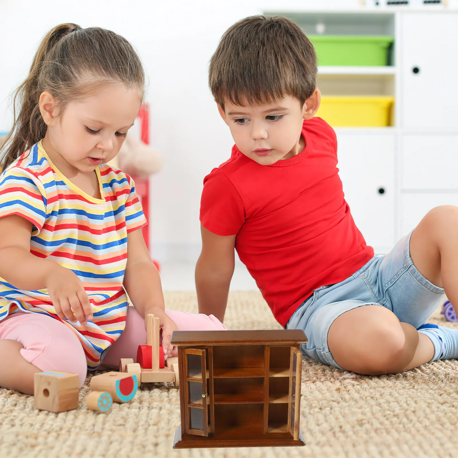 

Miniature Wooden Cabinet Warm Design Perfect for Mini House Decoration Storage Furniture Accessories Miniature Cabinet Model