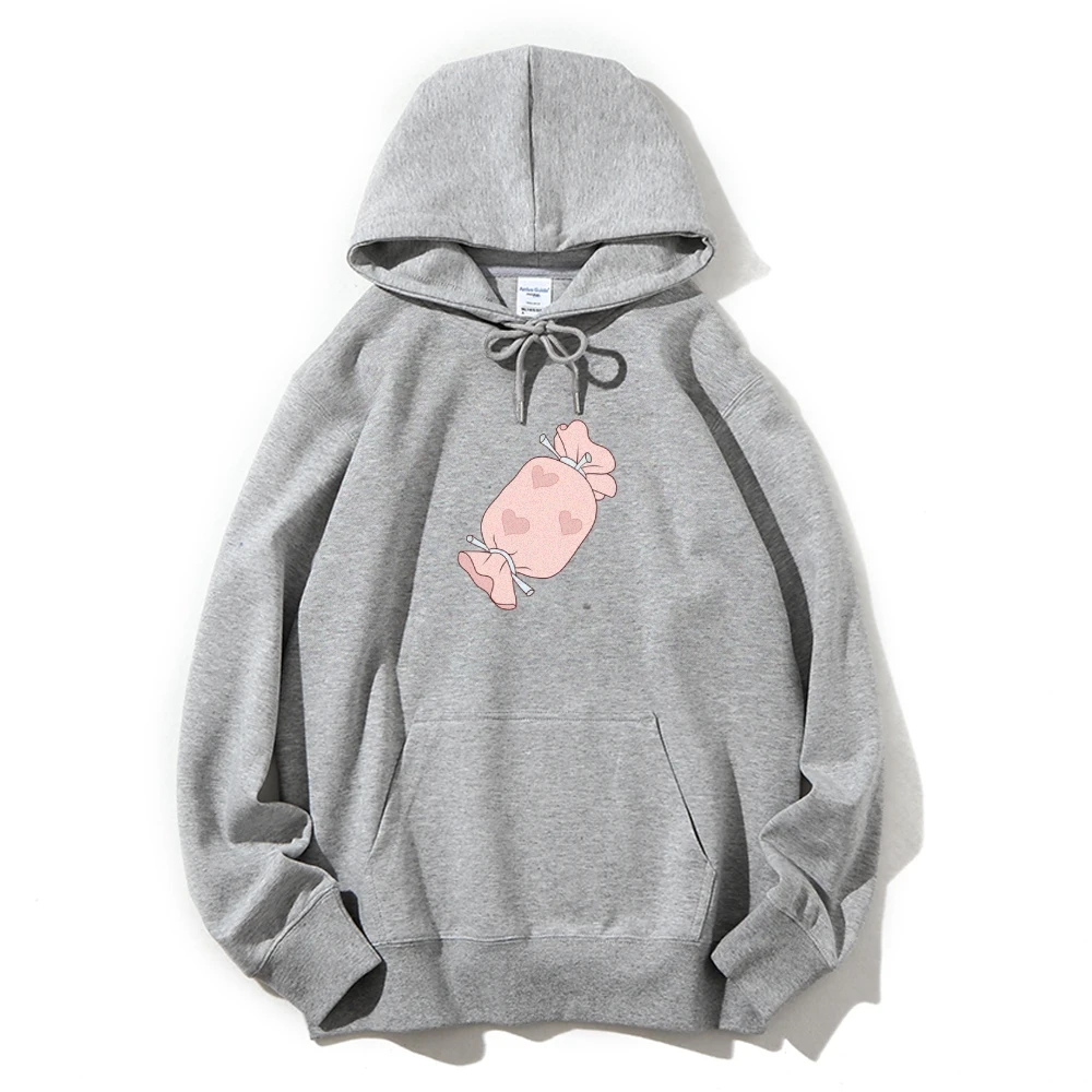 Comfort Colorful Love Heart Candy Graphic Casual Hoodie Sweatshirt, Cute Kawaii Y2k Sweatshirt