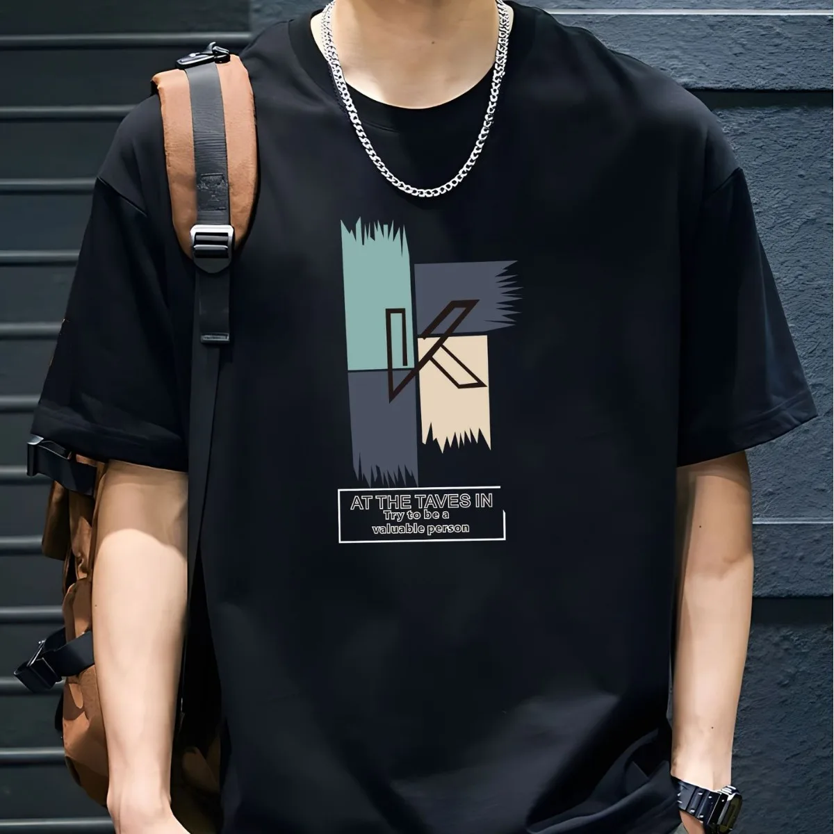 

Футболка мужская оверсайз из хлопка, модная рубашка с принтом акварели, топ с коротким рукавом, в стиле Харадзюку, на лето