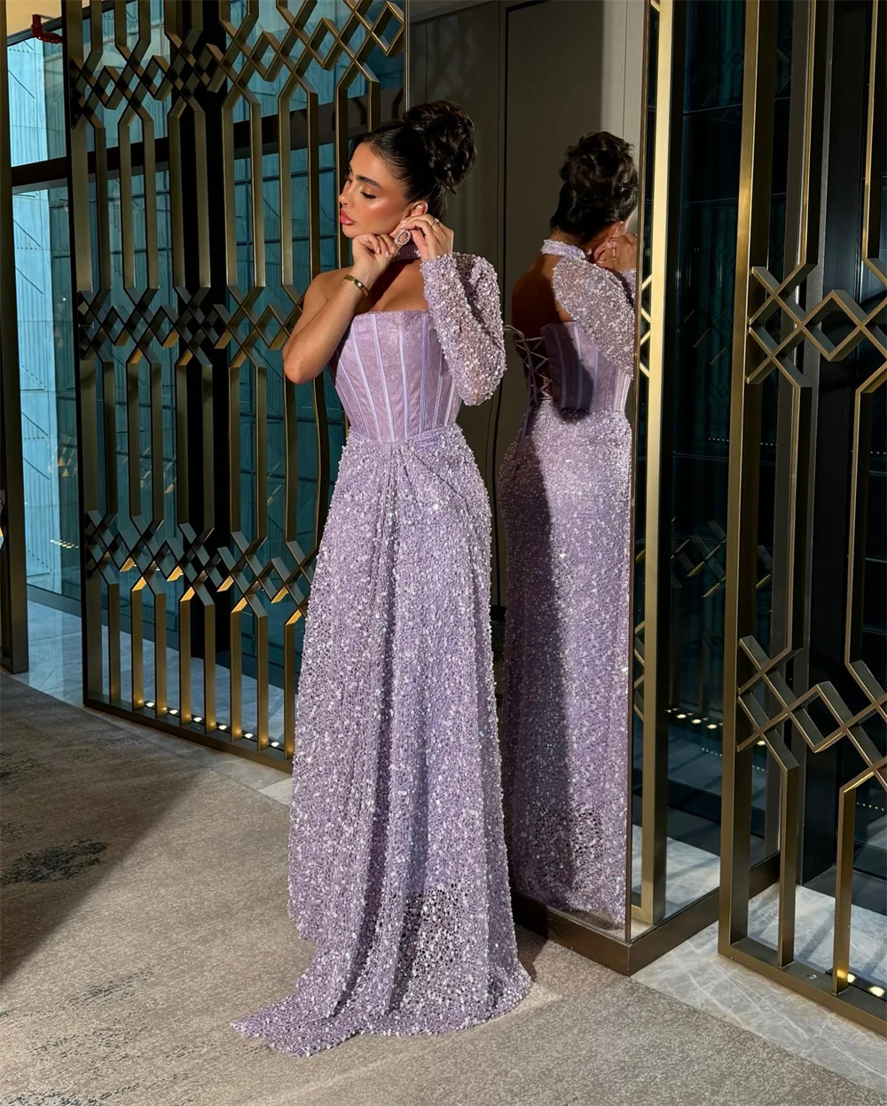 Sansa One Shoulder Floor-length A-line Prom Dresses Elegant Purple Simple فستان سهرة نسائي Formal Evening vestidos de festa 2025 image 5