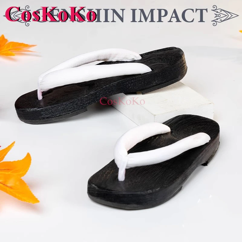 CosKoKo Kaedehara Kazuha Shoes Cosplay Game Genshin Impact Fashion Universal Clogs Halloween Party Role Play Accessories 39-43