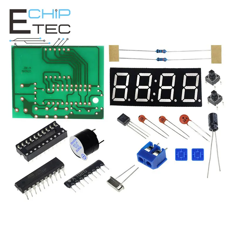 Kits de Relógio Eletrônico DIY com Tubo Digital, Display LED, 4 Bits, Peças e Componentes do Módulo Eletrônico, AT89C2051, DC 3V-6V