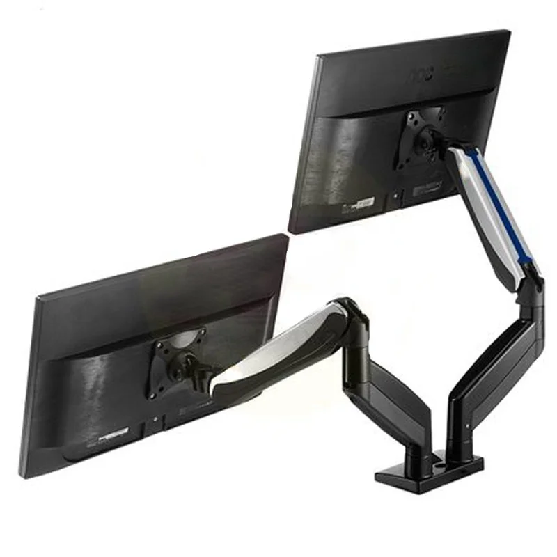 

NB F185A 2-8kg Aluminum 22-27 Inch Dual LCD Stand Mount Gas Spring Arm Full Motion Computer Holder Support With 2 USB3.0