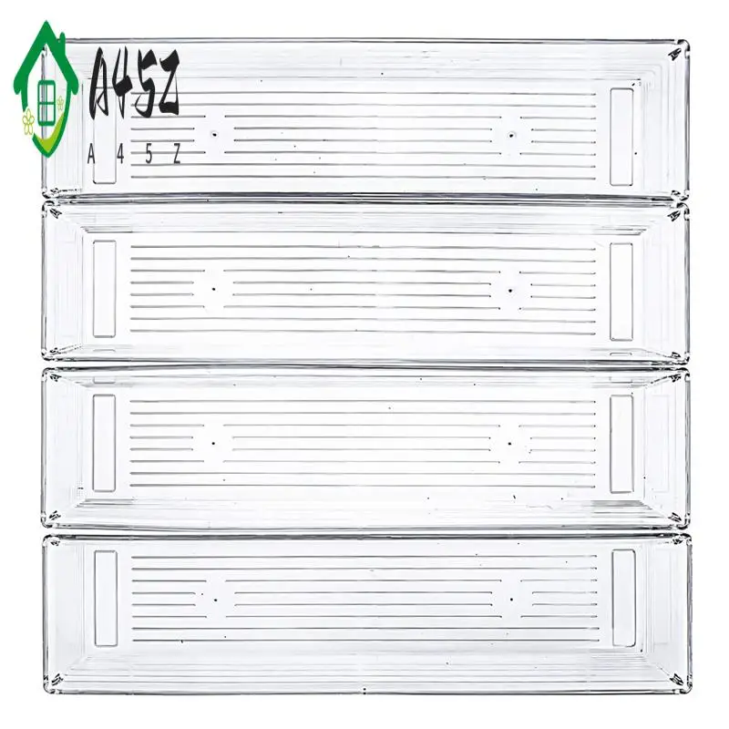 

A45Z-10 Pack 12 X 3 X 2 Inch Clear Drawer Organizer Trays Storage Box Set For Kitchen
