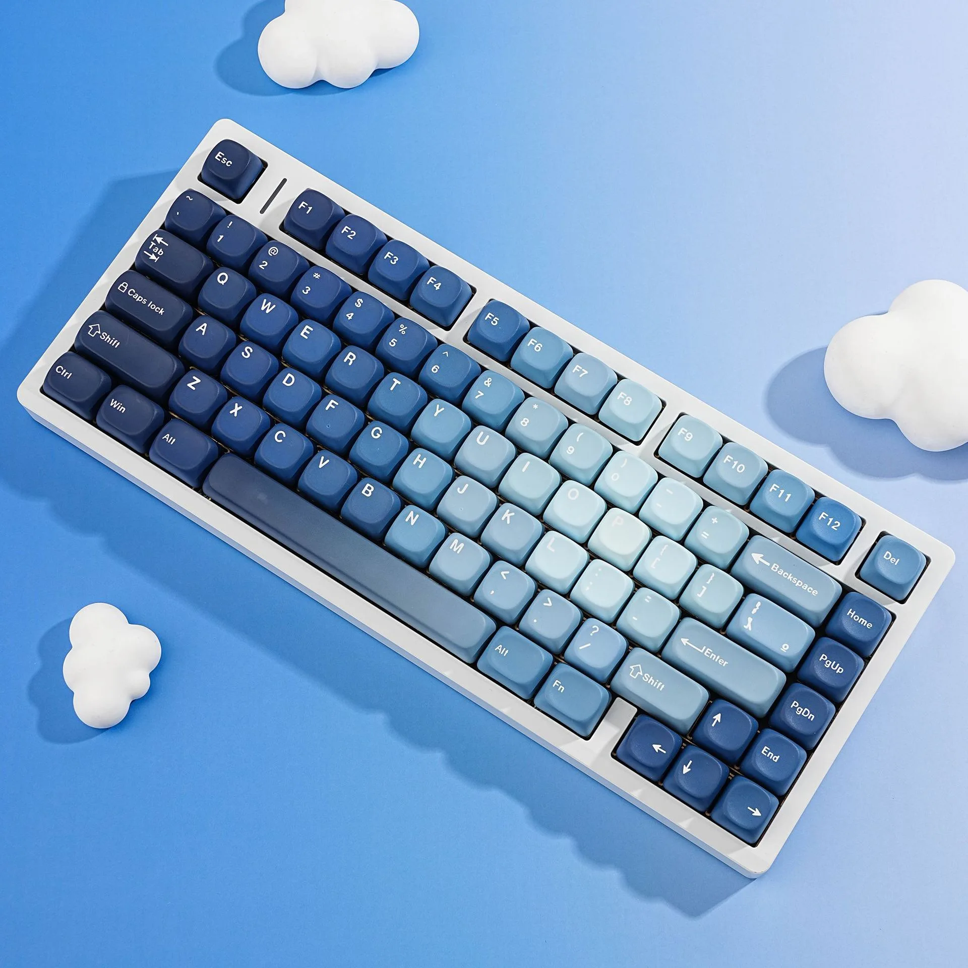 130 Keys Ocean Heart Theme MOA Profile English Russian French German Spanish PBT Dye Sub Keycaps for MX Mechanical Keyboards
