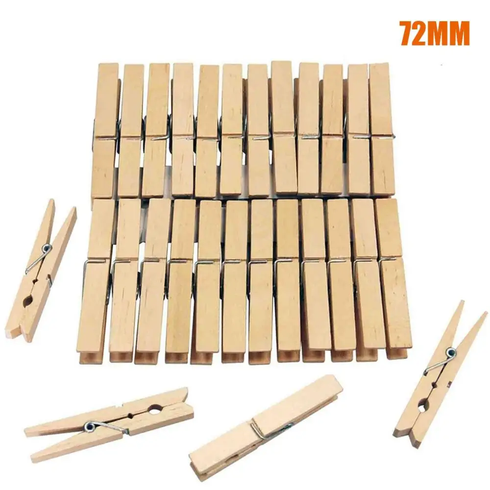 ธรรมชาติ 72 มม.ยาว DIY ไม้งานแต่งงานคลิป Clothespin หัตถกรรมตกแต่งเสื้อผ้าหมุด